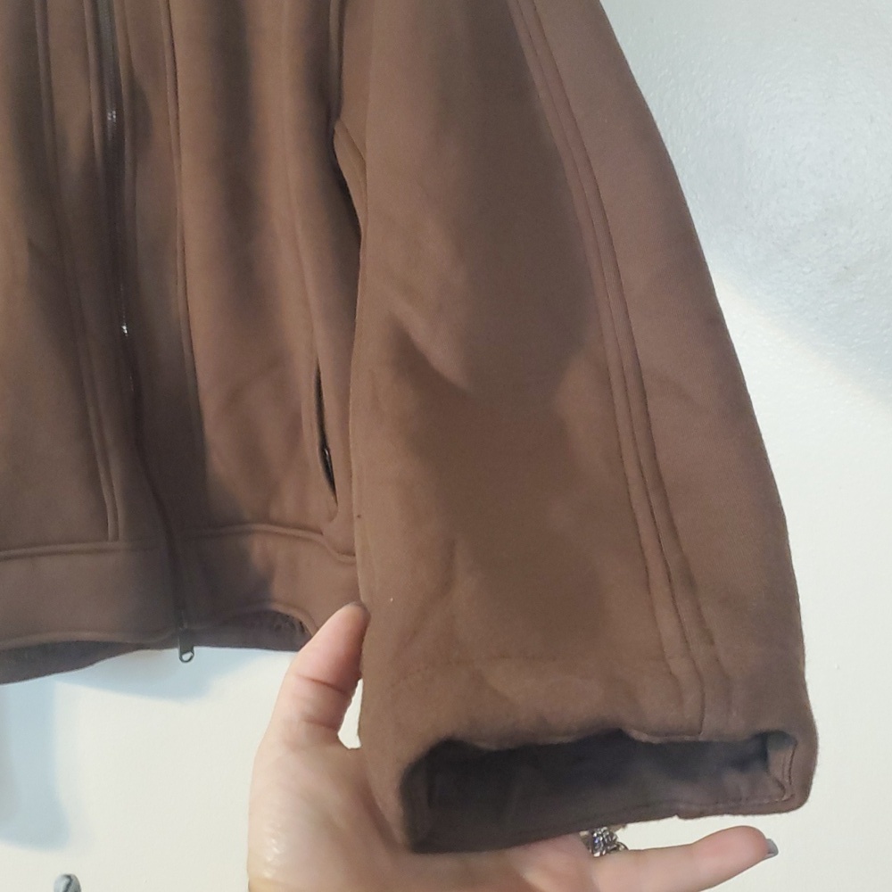 Athleta Westbound Jacket Size Large Sherpa Lined Bomber Coat Brown Heavy - Picture 4 of 16